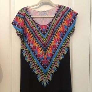 Colorful Printed Black Dress